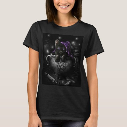 Witches Black Kitten T-shirt (Voorkant)
