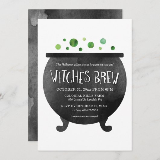 Witches Brew Halloween Kaart (Voorkant / Achterkant)