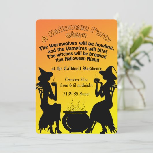 Witches Brew Halloween Kaart (Staand voorkant)