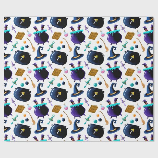 Witches Brew Halloween Pattern Cadeaupapier (Vlak)