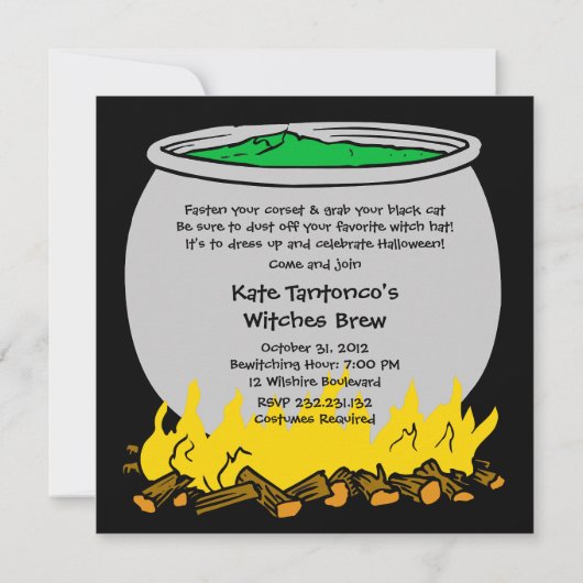 Witches Brew Halloween Uitnodiging (Achterkant)