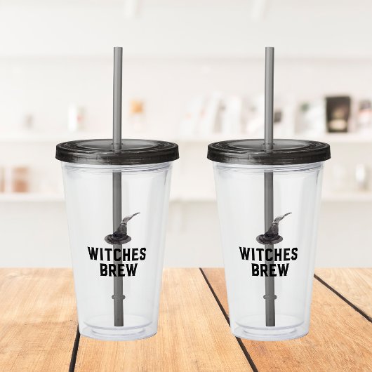 Witches Brew | Happy Halloween | Witte Pet Acryl Drinkbeker