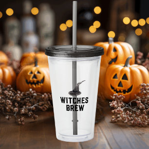 Witches Brew Happy Halloween Witte Pet Acryl Drinkbeker