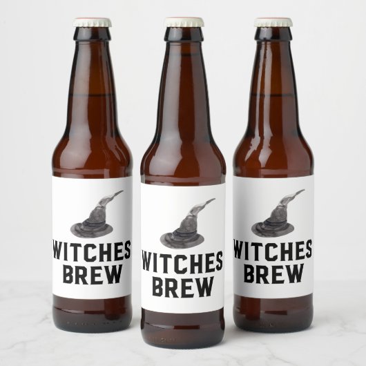 Witches Brew | Happy Halloween | Witte Pet Bier Etiket (Flessen)