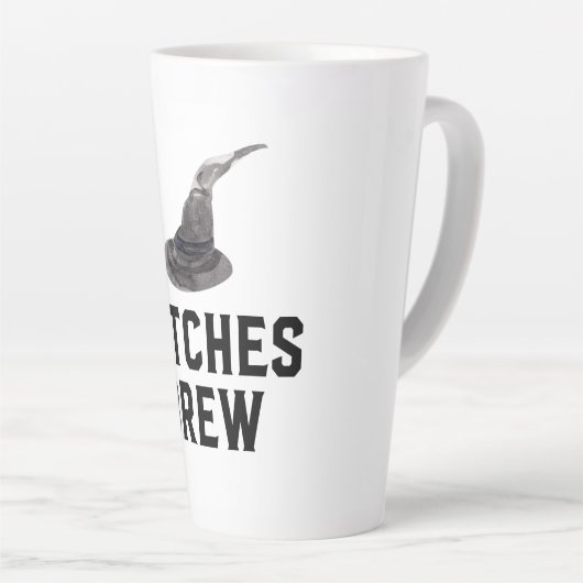 Witches Brew | Happy Halloween | Witte Pet Latte Mok (Rechterhoek)