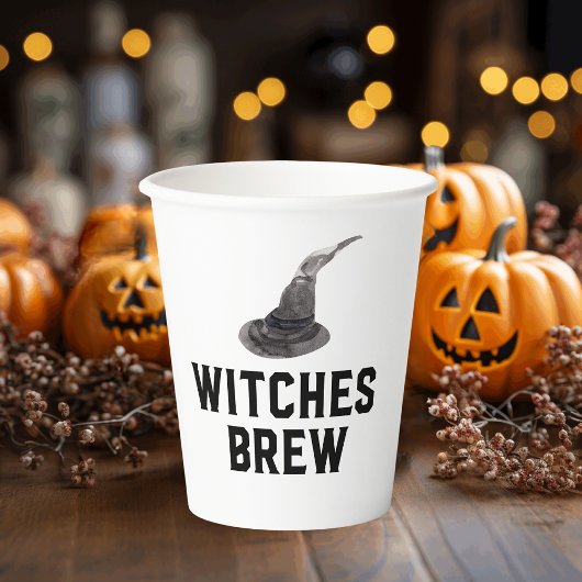 Witches Brew | Happy Halloween | Witte Pet Papieren Bekers