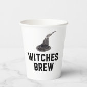 Witches Brew | Happy Halloween | Witte Pet Papieren Bekers (Achterkant)