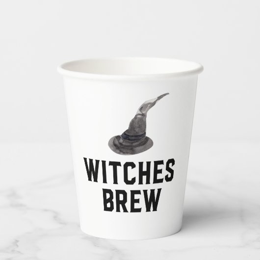 Witches Brew | Happy Halloween | Witte Pet Papieren Bekers (Achterkant)