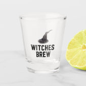 Witches Brew | Happy Halloween | Witte Pet Shot Glas (Voorkant)