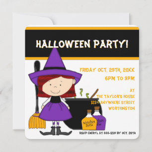 Witches Brew Kind's Halloween Party Invitation 1 Kaart