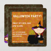 Witches Brew Kind's Halloween Party Invitation 5 Kaart (Voorkant / Achterkant)