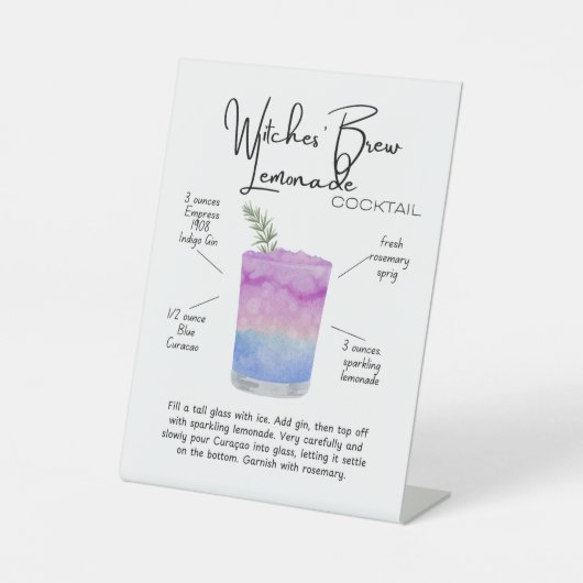 Witches’ Brew Lemonade Cocktail Reclamebord Met Voetstuk (Voorkant)