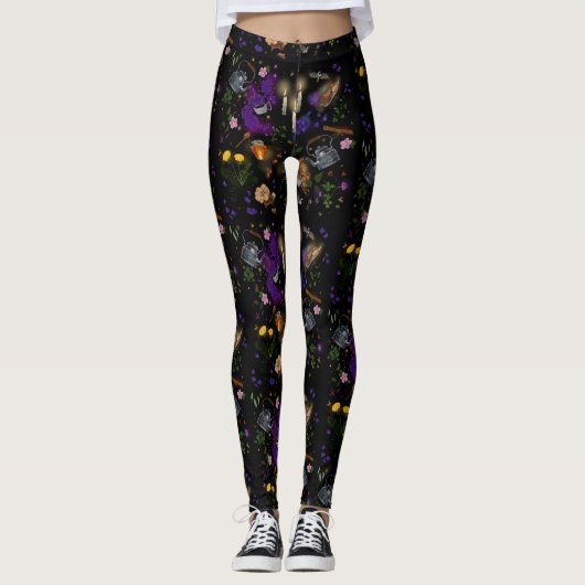 Witches Brew Tea en Cottcore Pattern  Leggings (Voorkant)