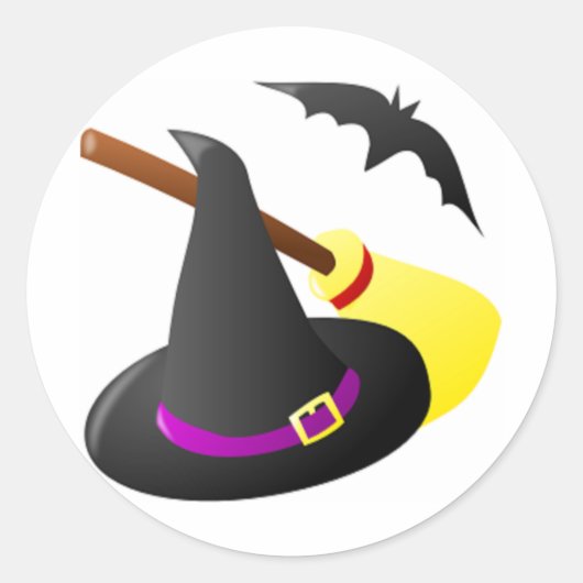 Witches Broom en Pet Ronde Sticker (Voorkant)