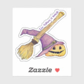 Witches Broom Halloween Sticker (Vel)