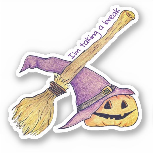 Witches Broom Halloween Sticker (Voorkant)