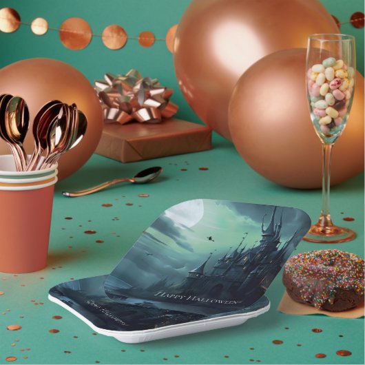 Witches Castle Halloween Papieren Bordje (Multi)