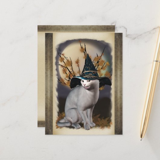 Witches Cat Briefkaart (Voorkant / Achterkant in situ)