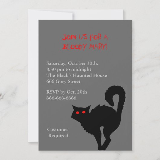 Witches Cat Halloween Costume Party Invite Kaart (Voorkant)