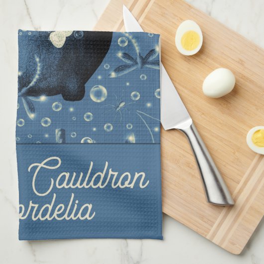 Witches Cauldron Blue Theedoek (Quarter Fold)