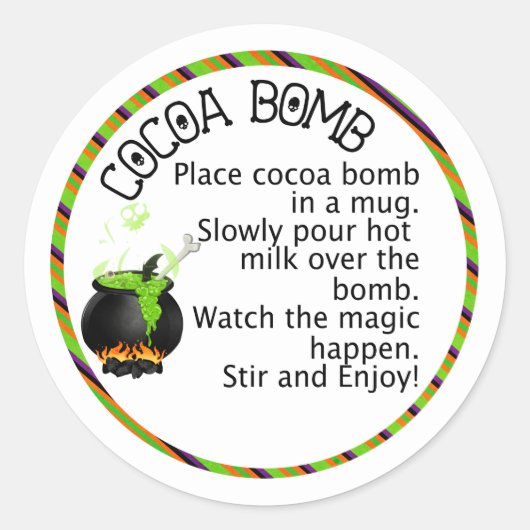 WITCHES CAULDRON HALLOWEEN Cacaombommen Ronde Sticker (Voorkant)