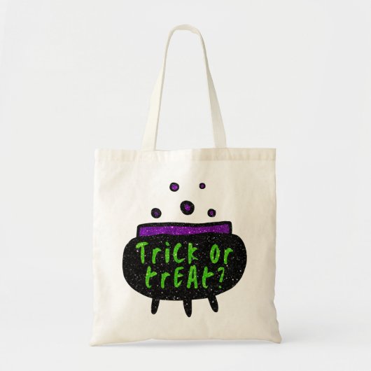 Witches Cauldron Halloween Trick or treat Glitter Tote Bag (Voorkant)