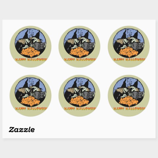 Witches Cauldron Ronde Sticker (Vel)