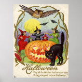 Witches Dancing Around Jack O' Lantern Poster (Voorkant)