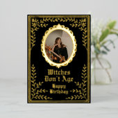 Witches dony age birthday card custom folie uitnodiging (Staand Voorkant)