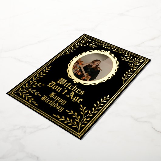 Witches dony age birthday card custom folie uitnodiging (Gedraaid)