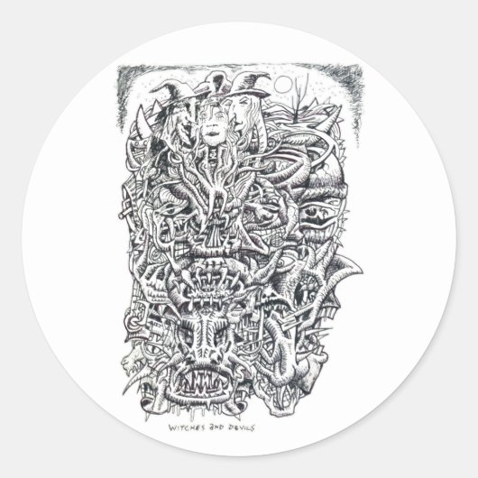 Witches en duivels, door Brian Benson Ronde Sticker (Voorkant)