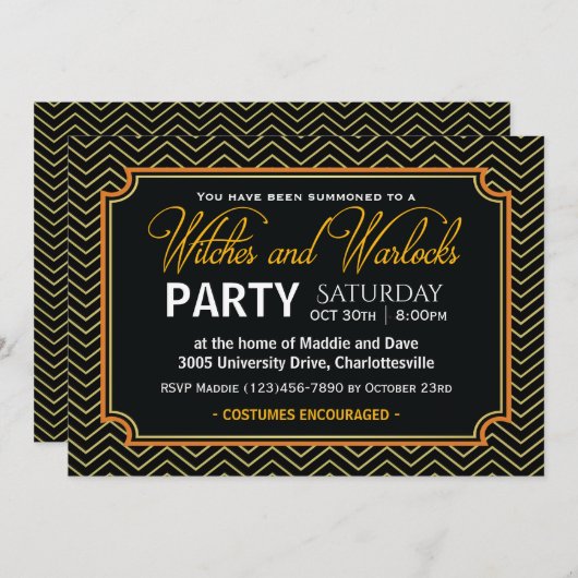 Witches en Warlocks Halloween Party Kaart (Voorkant / Achterkant)