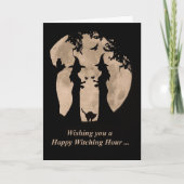 Witches en Wine Happy Halloween Kaart (Voorkant)