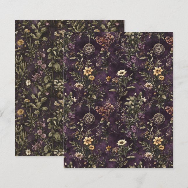 Witches Garden Twilight Scrapbook Papier – Mystiek (Voorkant / Achterkant)