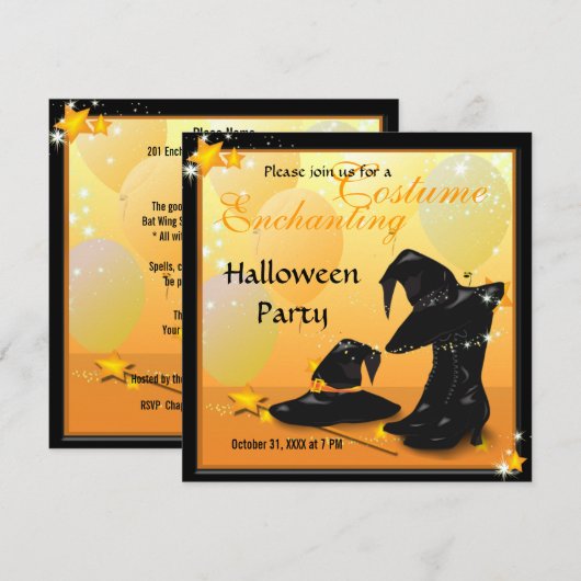 Witches Halloween Enchanting Witch Invitation Kaart (Voorkant / Achterkant)