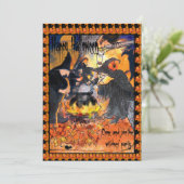 Witches Halloween Party Uitnodiging originele kuns (Staand voorkant)