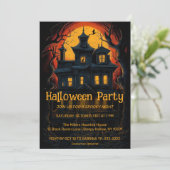 Witches Haunted House Halloween Party Uitnodiging (Staand voorkant)