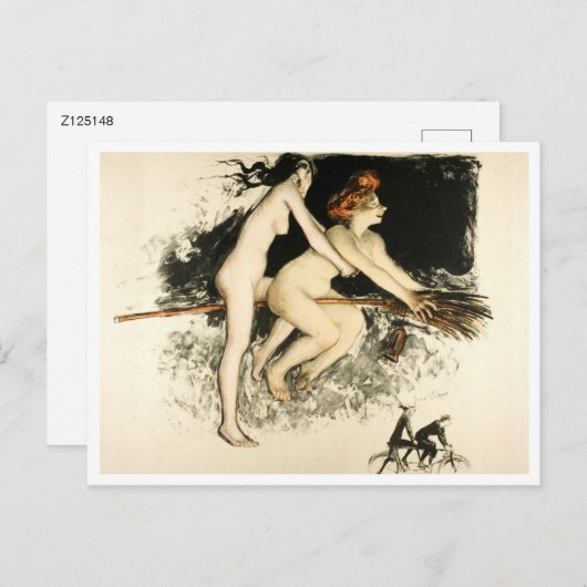Witches, Jean Veber, Halloween, Male en Vrouw Briefkaart (Voorkant / Achterkant)