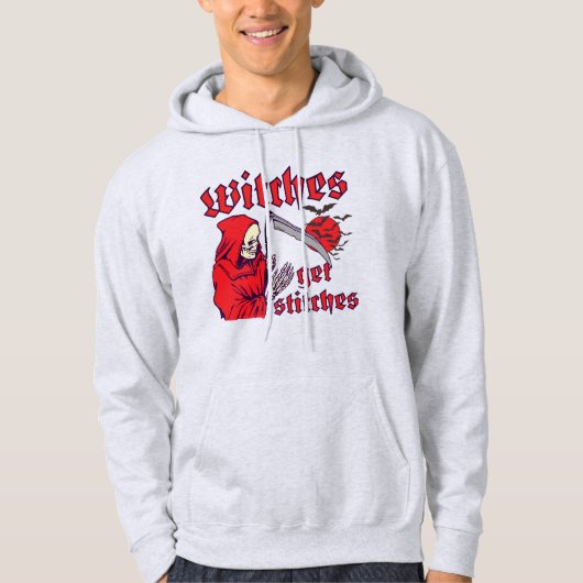WITCHES KRIJGEN STITCHES grappig eng halloween Hoodie (Voorkant)