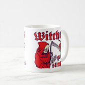 WITCHES KRIJGEN STITCHES grappig eng halloween Koffiemok (Voorkant rechts)