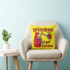 WITCHES KRIJGEN STITCHES grappig eng halloween Kussen