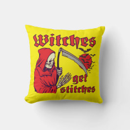 WITCHES KRIJGEN STITCHES grappig eng halloween Kussen