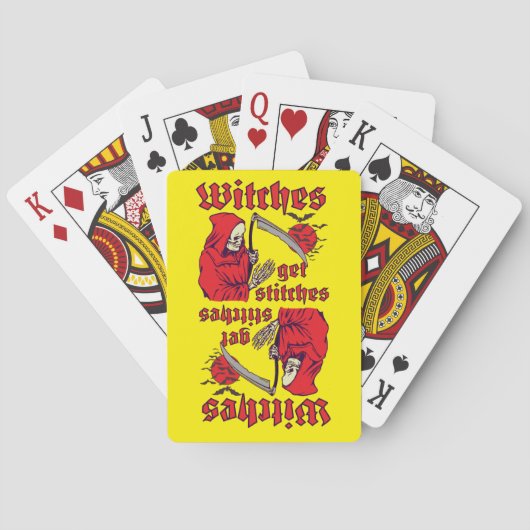 WITCHES KRIJGEN STITCHES grappig eng halloween Pokerkaarten (Achterkant)