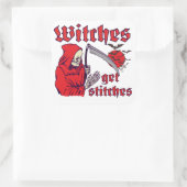 WITCHES KRIJGEN STITCHES grappig eng halloween Vierkante Sticker (Tas)