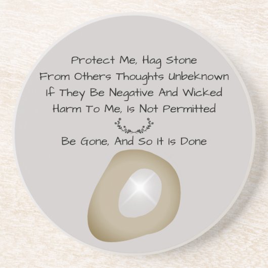 Witches Magic Hag Stone Protection Spell Grey Zandsteen Onderzetter (Voorkant)