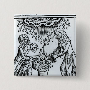 Witches Making a Spell, 1489 Vierkante Button 5,1 Cm