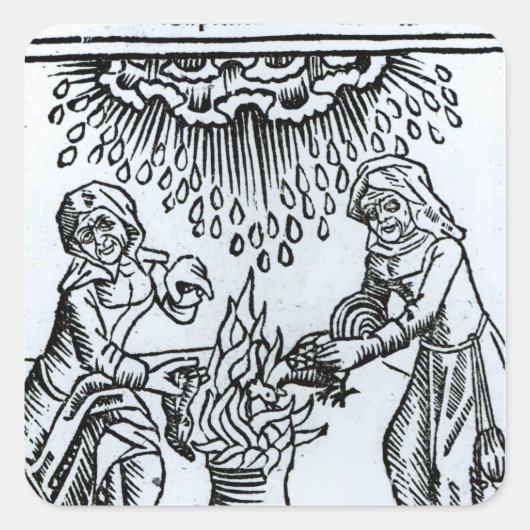 Witches Making a Spell, 1489 Vierkante Sticker (Voorkant)