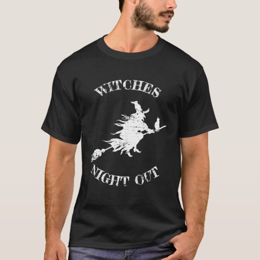 WITCHES NACHT OP EEN BROOM MET CAT T SHIR T-SHIRT (Voorkant)