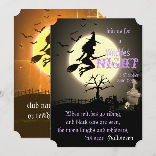 Witches Night, Halloween Kaart (Voorkant / Achterkant)