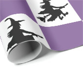 Witches on Purple & White Checkered Wrapping Paper Cadeaupapier (Rol Hoek)